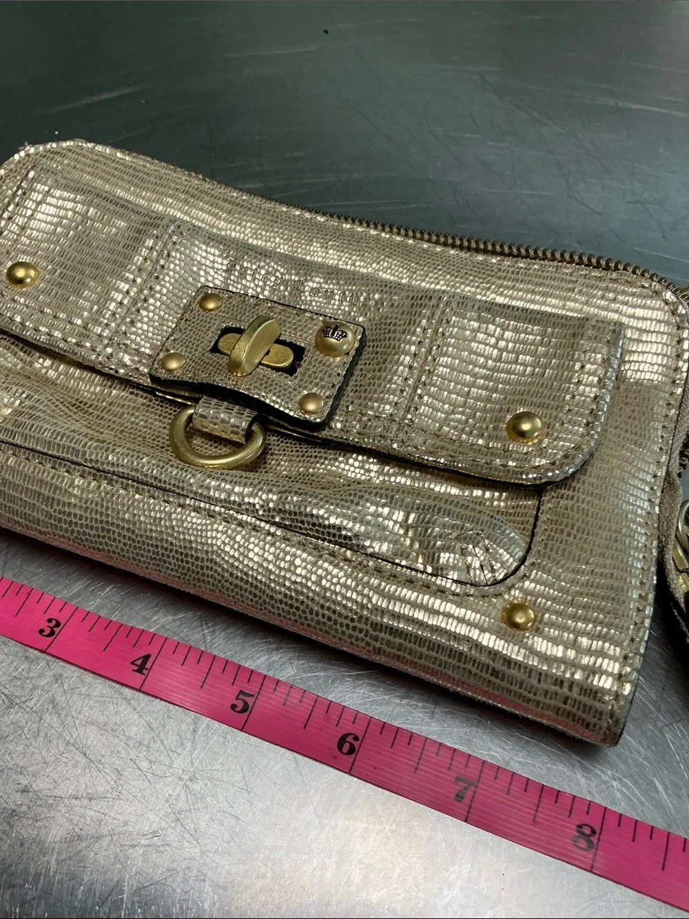 NWT Juicy Couture Gold Leather Wristlet